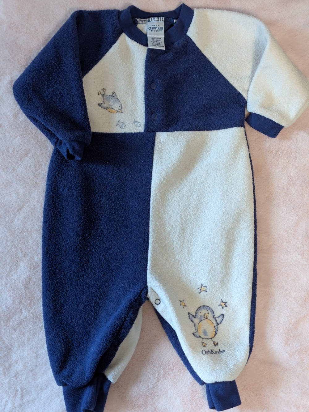vintage 1990s Baby OshKosh B'gosh colorblock fleece romper 6-9M